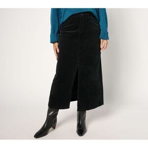 NYDJ Women's Plus Sz Skirt 20W High-Rise Long Corduroy Black